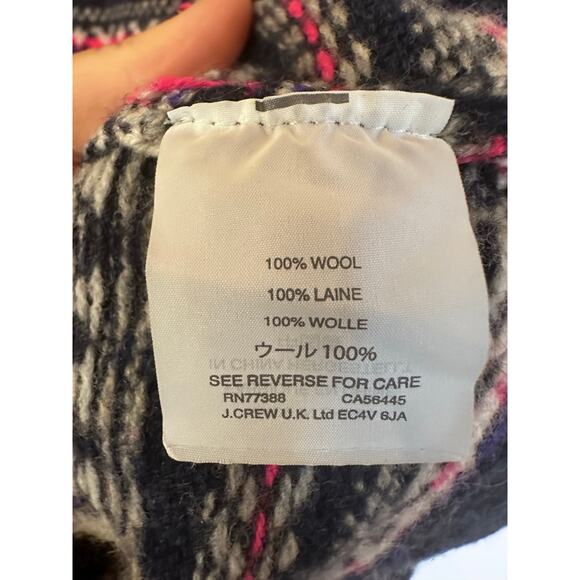 J. Crew 100% Fair Isle Blue Pink White Wool Turtleneck Sweater EUC! Medium - Picture 3 of 5